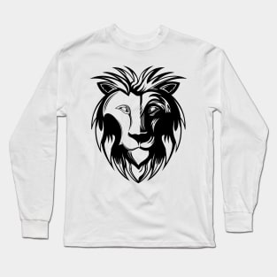 Illustrated black lion Long Sleeve T-Shirt